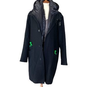 Andrew Marc Wool Removable Puffer Vest Hoodie Coat